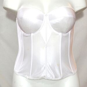 42C Dominique 8950 Strapless Longline Satin UW Bridal Torsolette Bra White